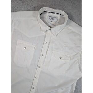 Diamond Cross Ranch Mens XL White Western Pearl Snap Short Sleeve Shirt